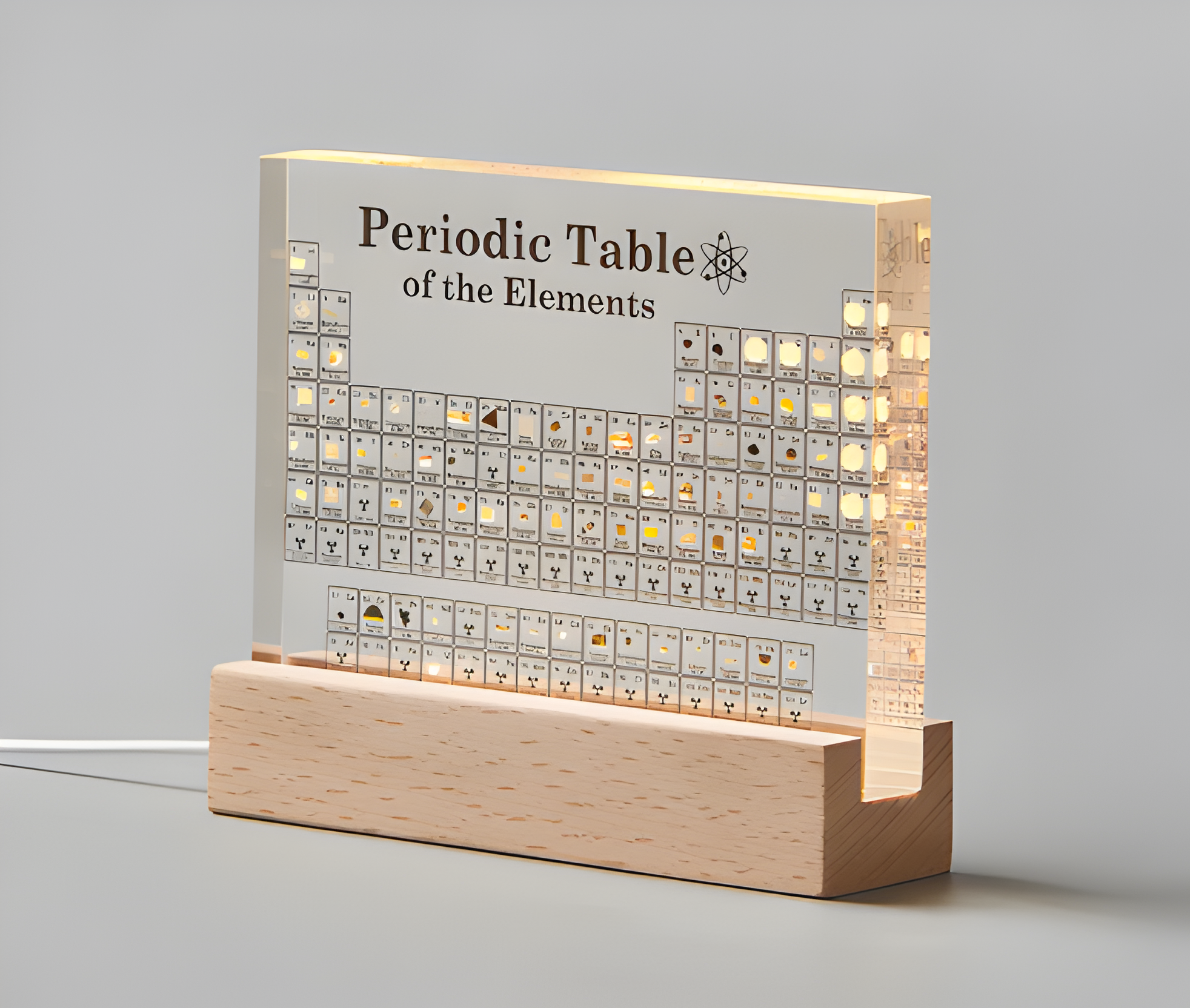 LumElements - 3D Acryl Periodensystem mit Echten Elementen und LED Beleuchtung