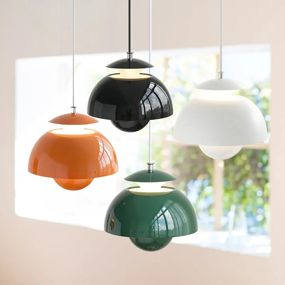 Nordisch Metall Pendelleuchte 25 cm – Nordisches Design, Blütenform, Retro-Stil