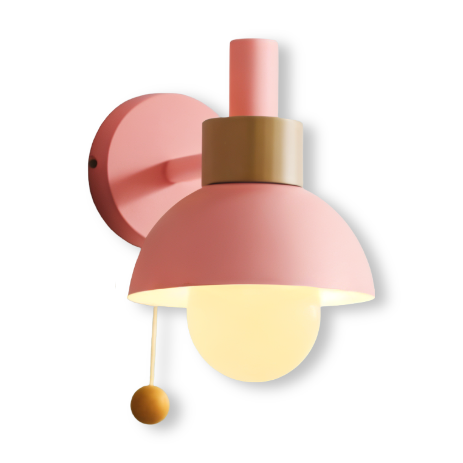 PastelPop WallLight - Holz Macaron Eisen Wandleuchter mit Zugschalter