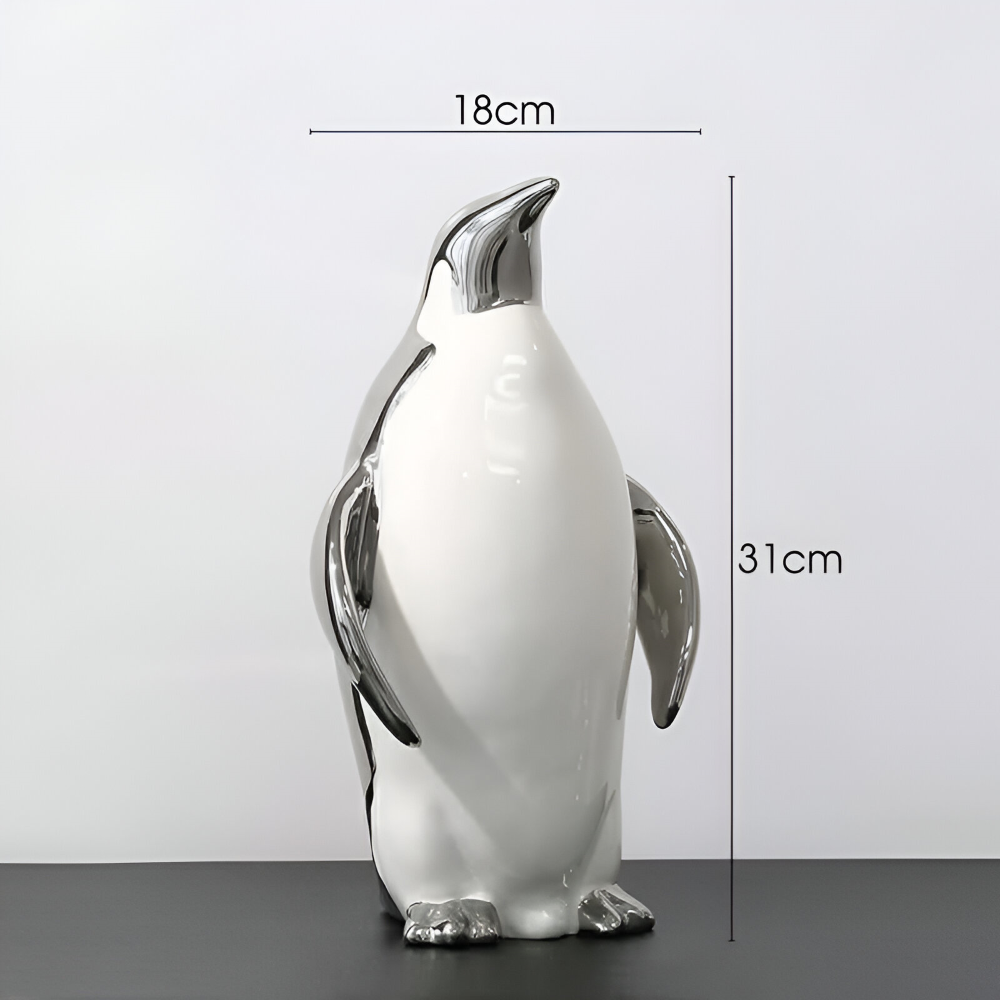 Penguin Charm - Goldene Keramik Pinguin Skulptur für Schicke Innenräume
