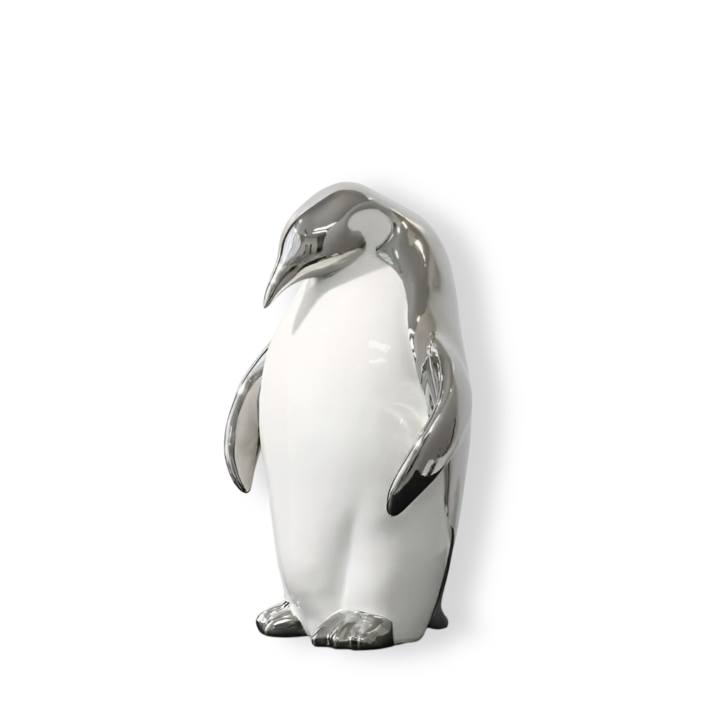 Penguin Charm - Goldene Keramik Pinguin Skulptur für Schicke Innenräume