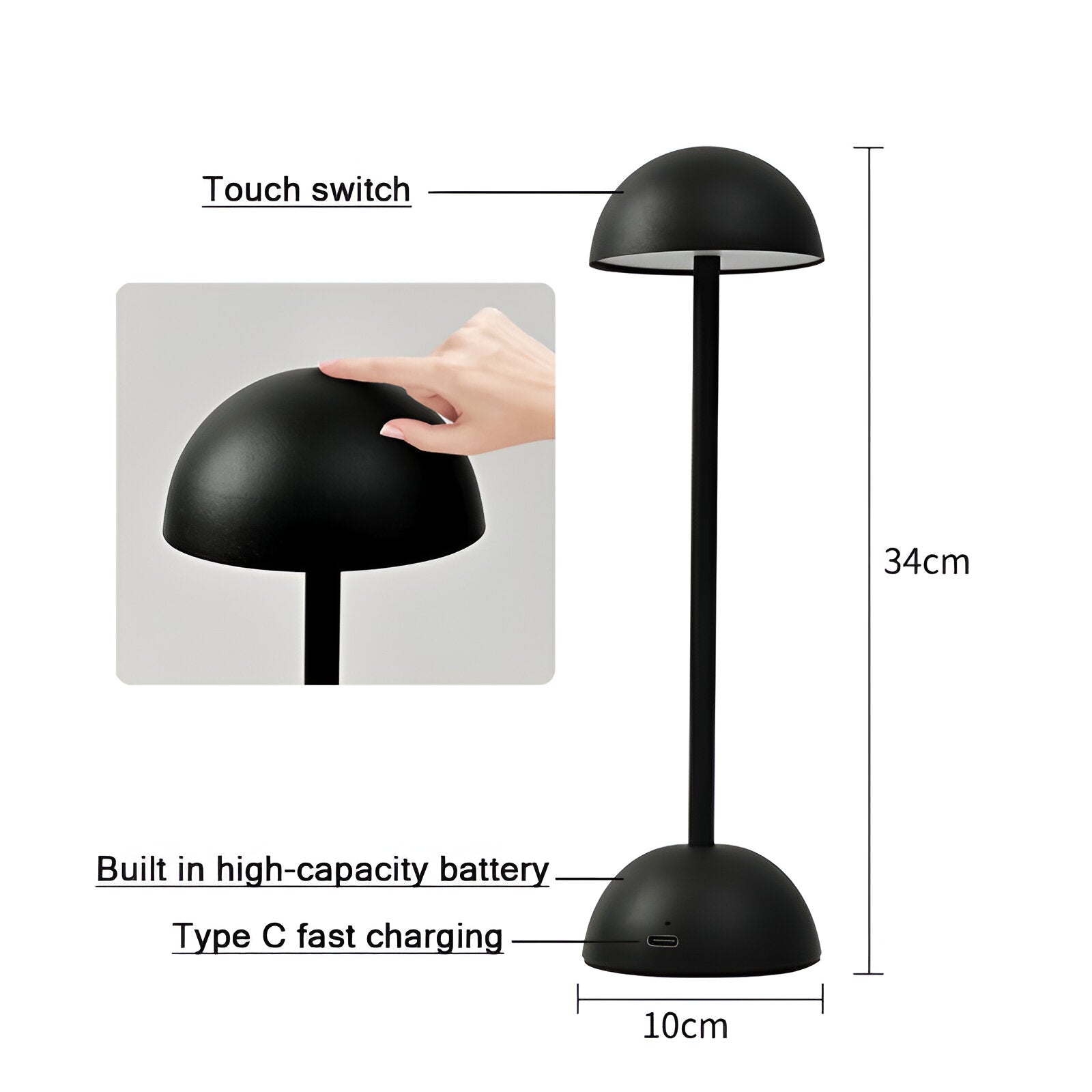 PortaGleam - Tragbare, Berührungsgesteuerte Tischlampe - USB C LED Schreibtischlampe