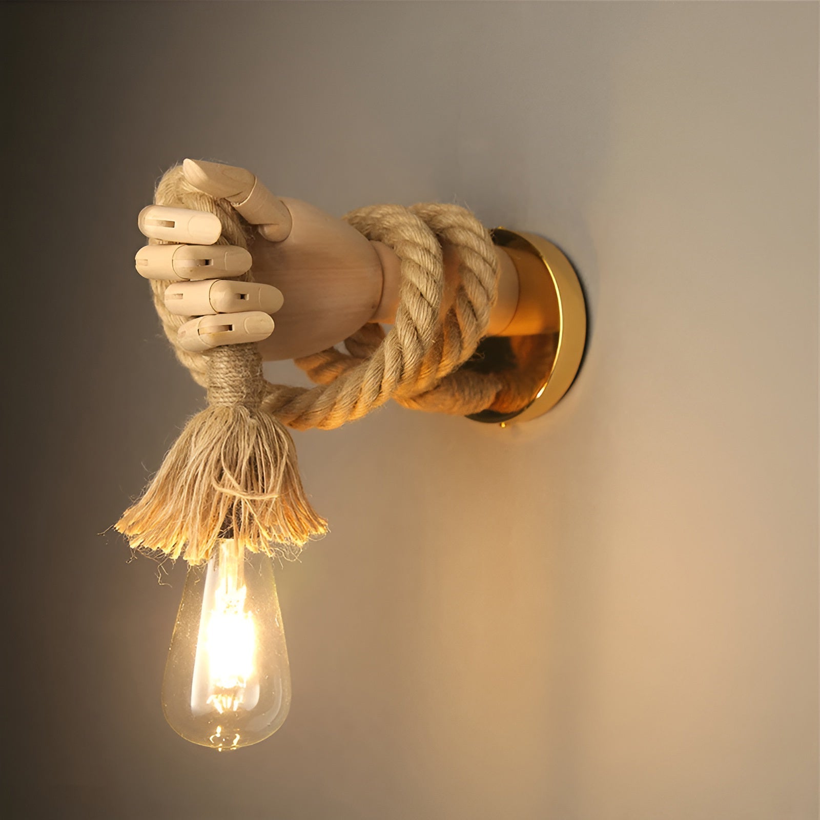 RetroHand Lamp - Handgefertigte Hanfseil-Wandleuchte für einen zeitlosen Touch