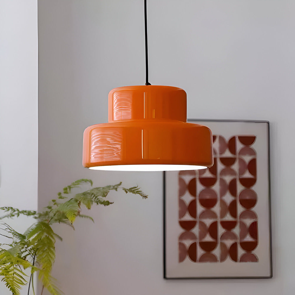 Retro Orange E27 Pendelleuchte - Stylische LED Hängeleuchte für Esszimmer, Bar und Küchendekor