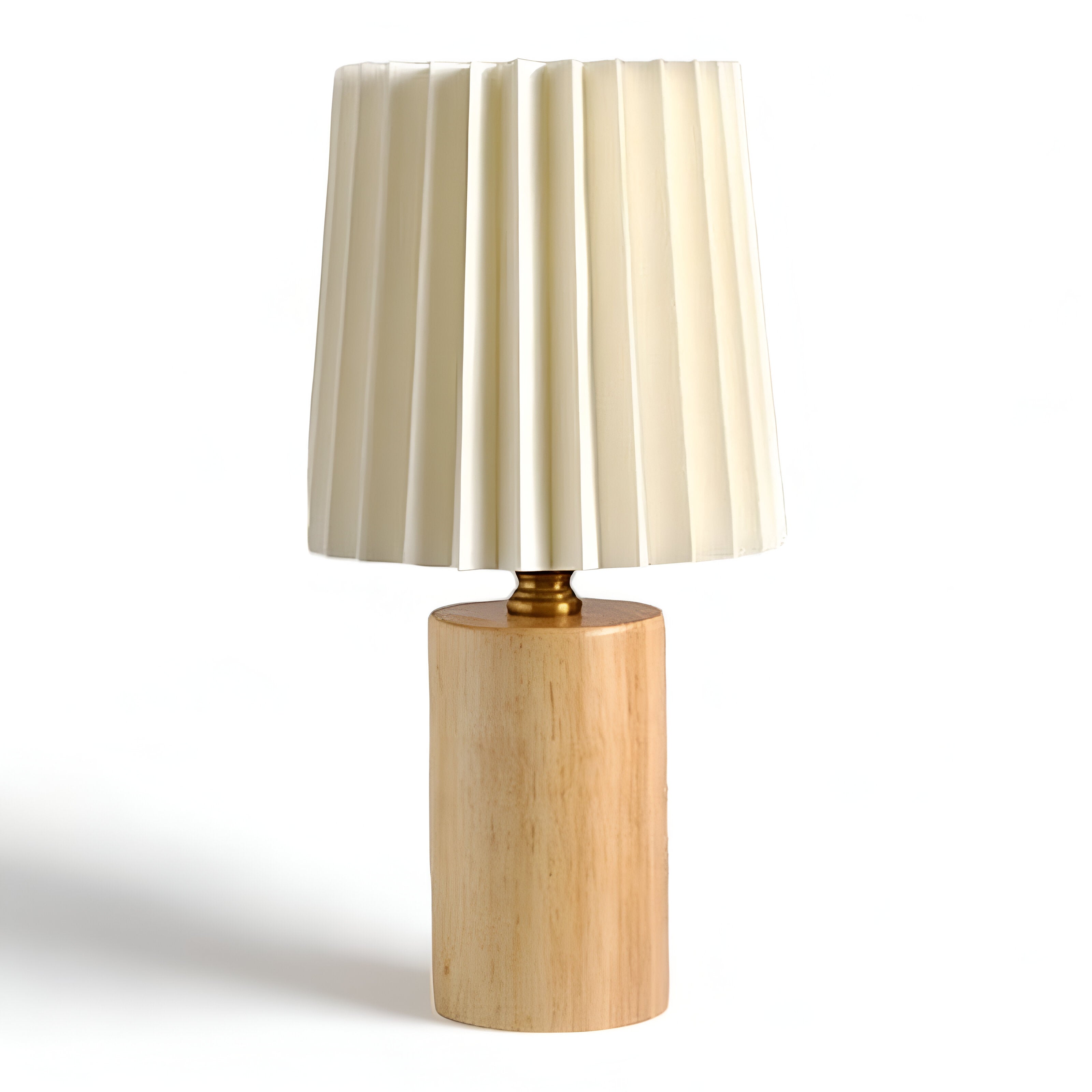 ScandiChic Holz Tischlampe - Nordic Plissierten Stoff Schreibtischlampe