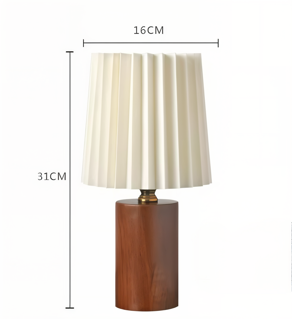 ScandiChic Holz Tischlampe - Nordic Plissierten Stoff Schreibtischlampe