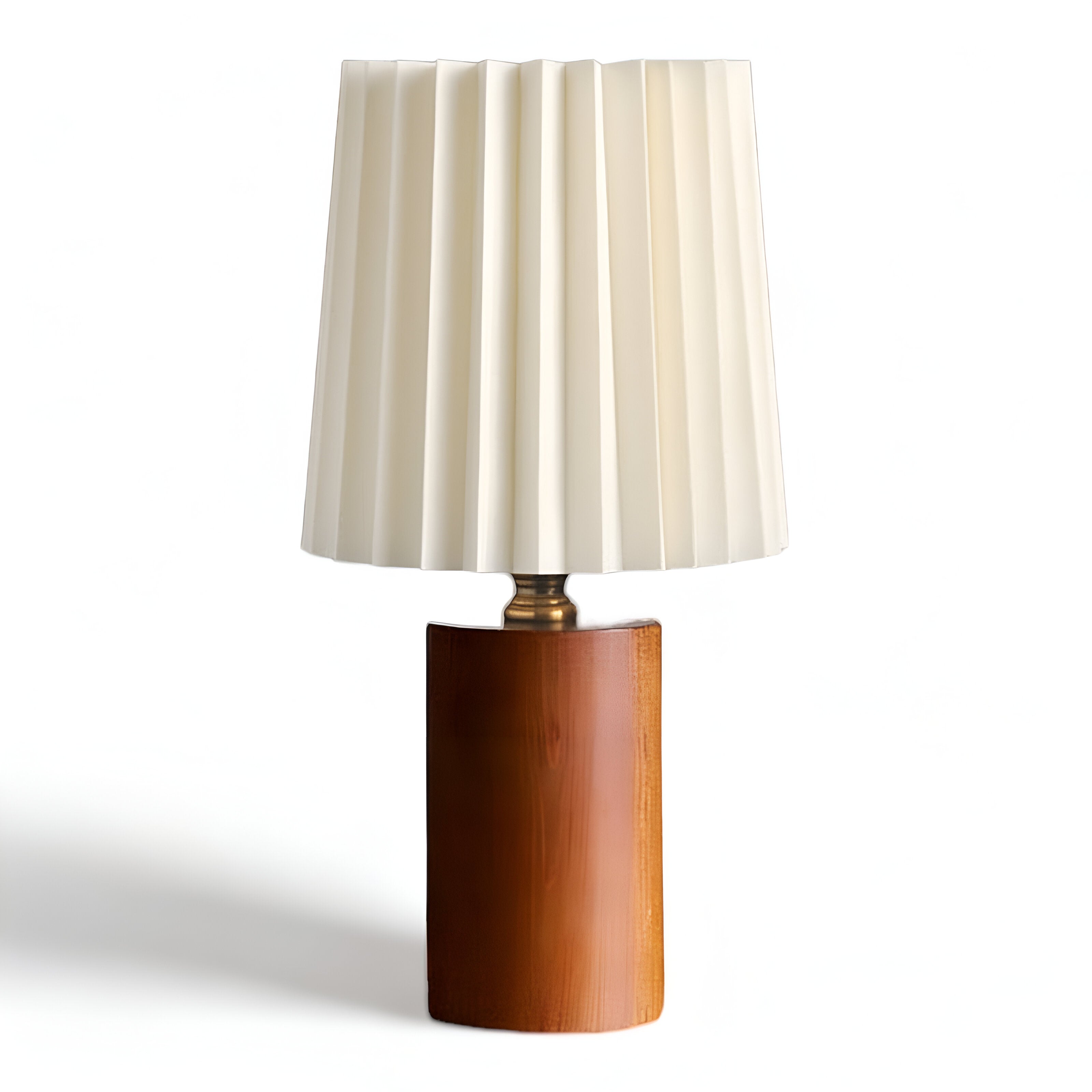 ScandiChic Holz Tischlampe - Nordic Plissierten Stoff Schreibtischlampe