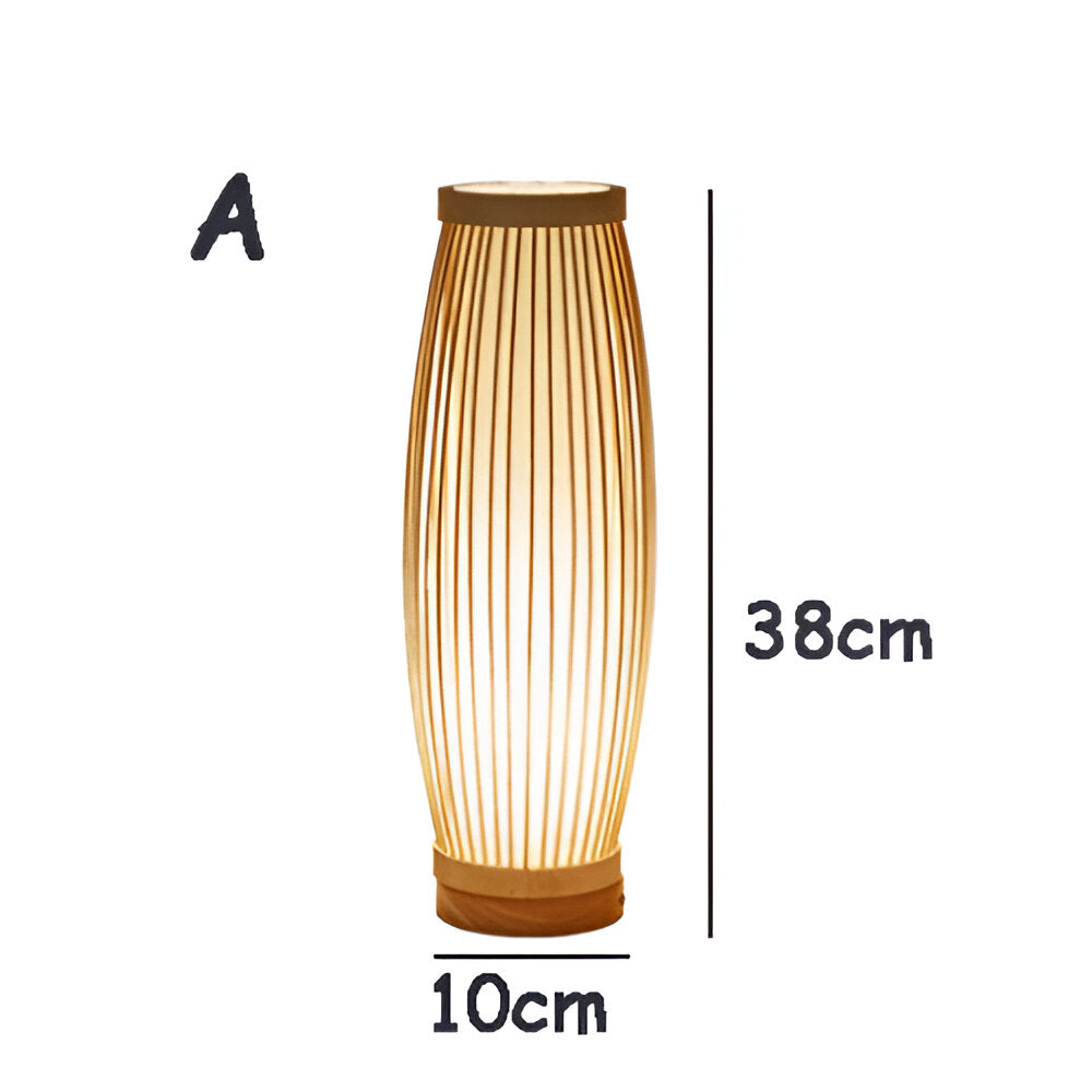 SereniLight Tischlampe - Bambusholz Schreibtischlampe im Japanischen Stil