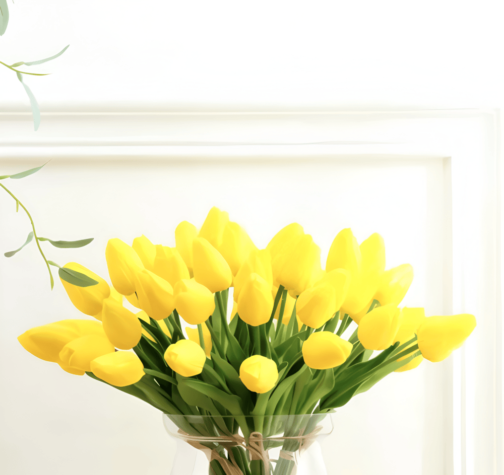 Set aus 6 realistischen Kunst Tulpenblumensträußen für Zuhause, Garten und Partydesign