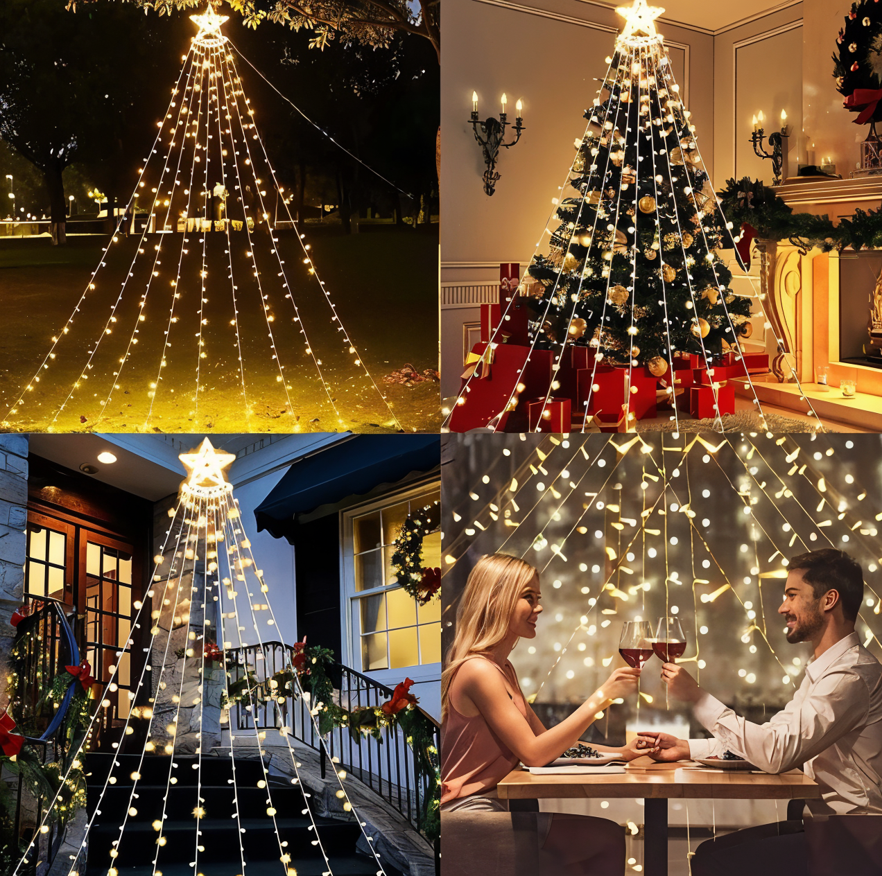 TopStar Lichterkette - IP44 LED WaterFall Weihnachtsbeleuchtung