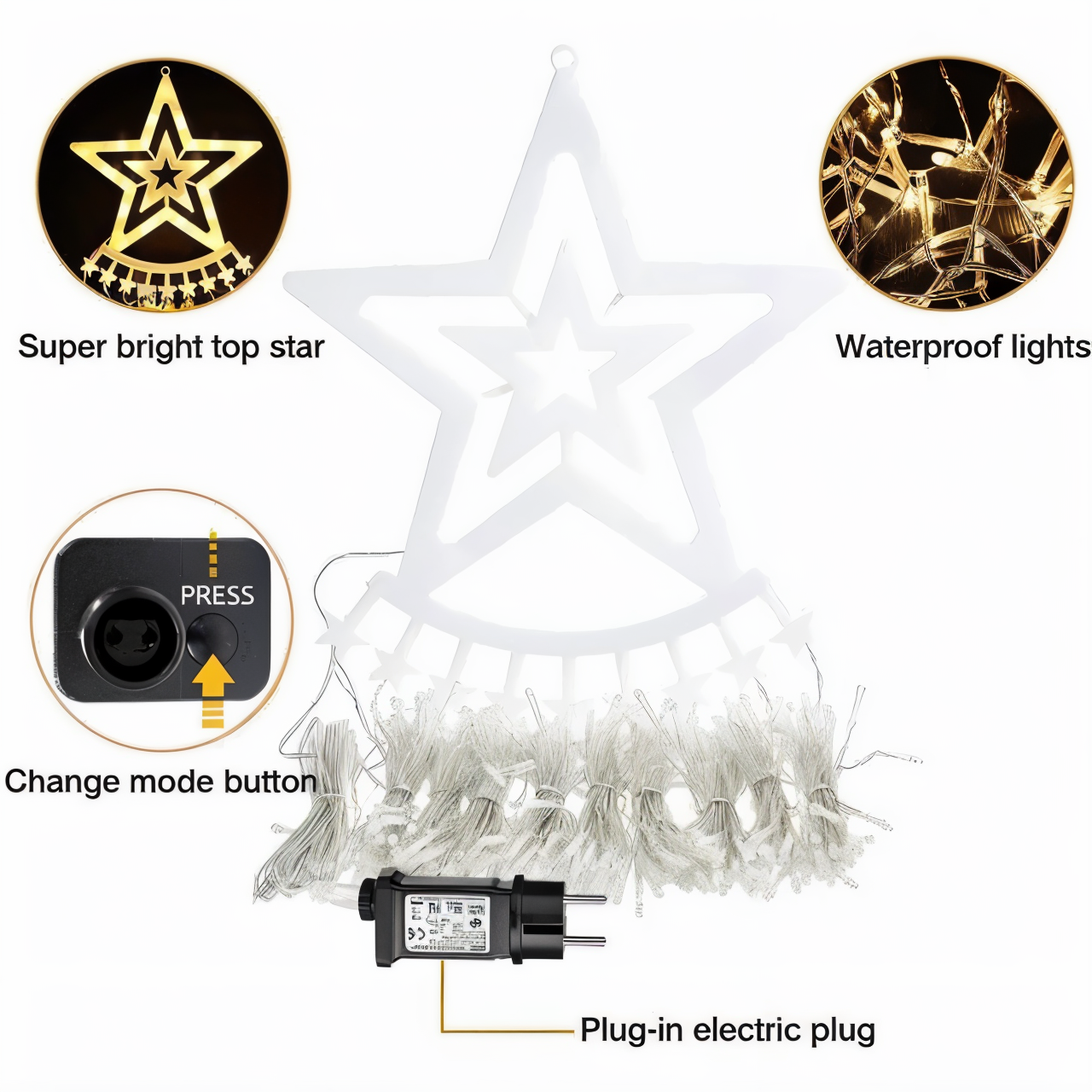 TopStar Lichterkette - IP44 LED WaterFall Weihnachtsbeleuchtung