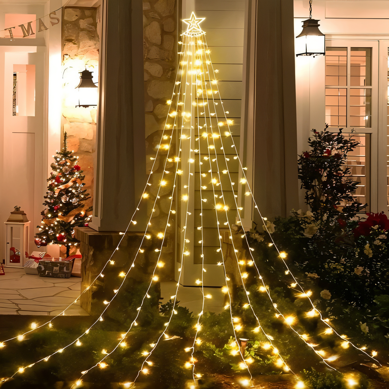 TopStar Lichterkette - IP44 LED WaterFall Weihnachtsbeleuchtung