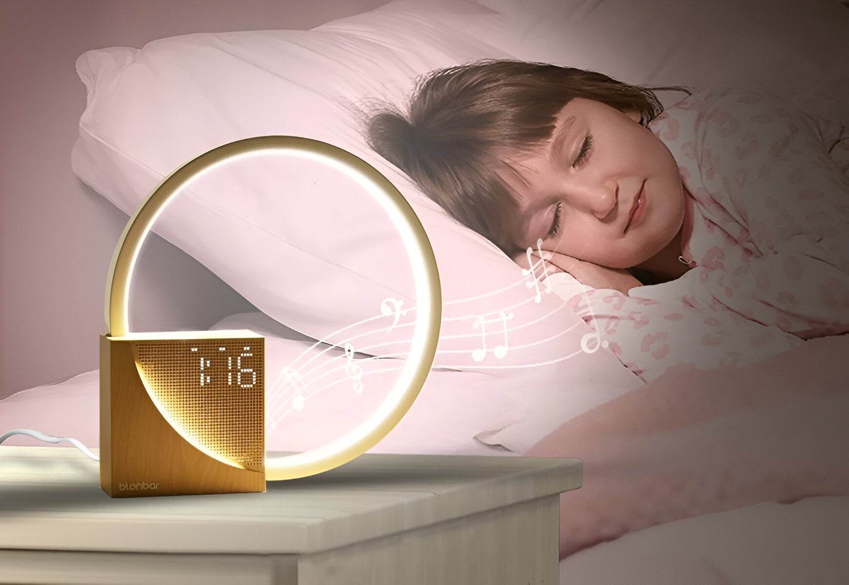 UnivSync - Multifunktionale Nachttischlampe mit USB-Anschluss, Snooze Funktion und Wake Up Licht