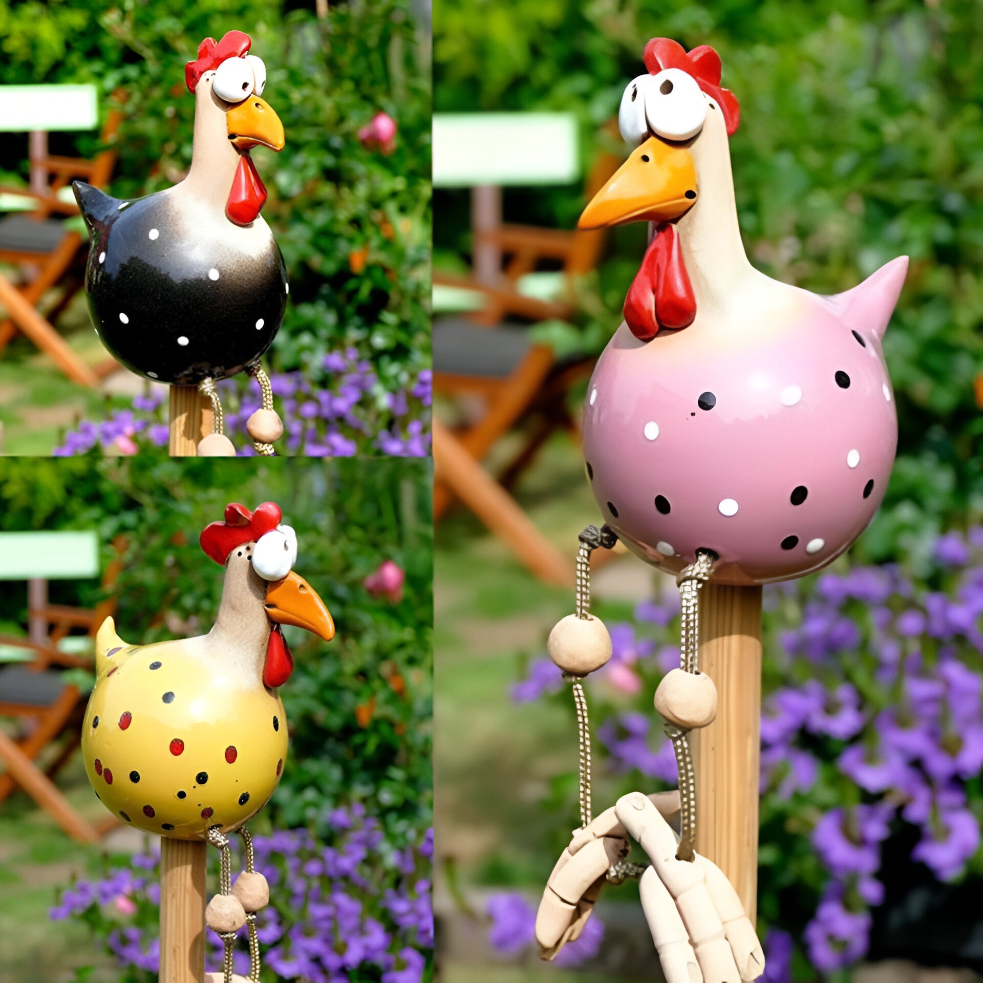 Big-eyed Huhn Statue - Wetterfeste Harz Handwerk - Rooster Garten Statue