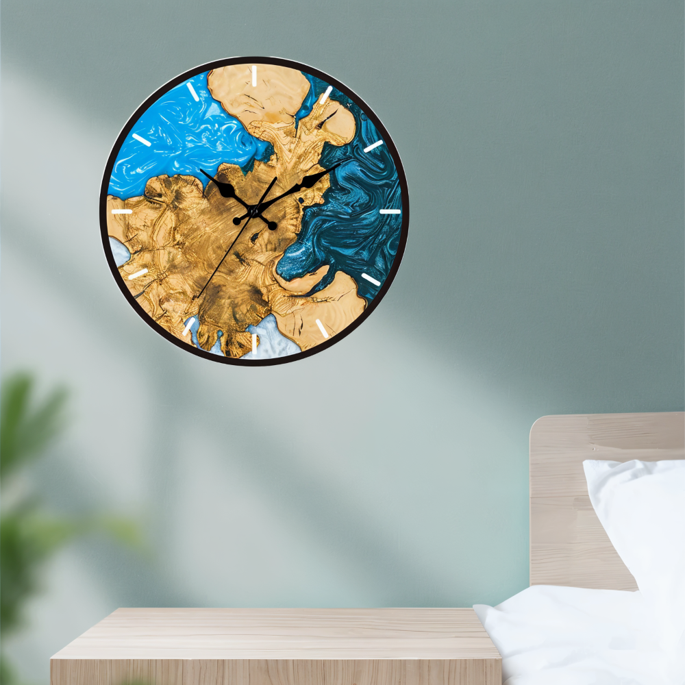 Hoopie Uhr - Minimalistische Batteriebetriebene Acryl Holzmaserung Wanduhr