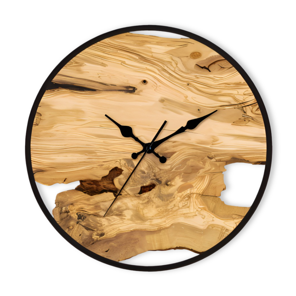 Hoopie Uhr - Minimalistische Batteriebetriebene Acryl Holzmaserung Wanduhr
