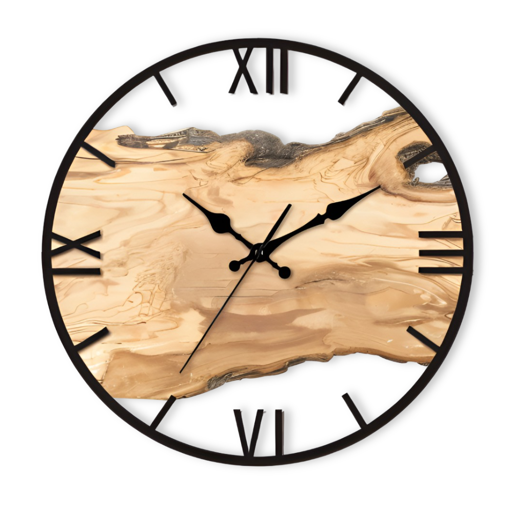 Hoopie Uhr - Minimalistische Batteriebetriebene Acryl Holzmaserung Wanduhr