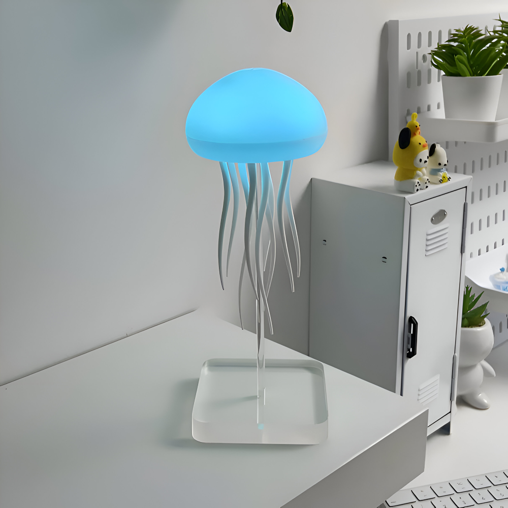 IllumBeats Jellyfish Tischlampe - Farbwechselndes, Sprachgesteuertes und Wiederaufladbares Nachtlicht