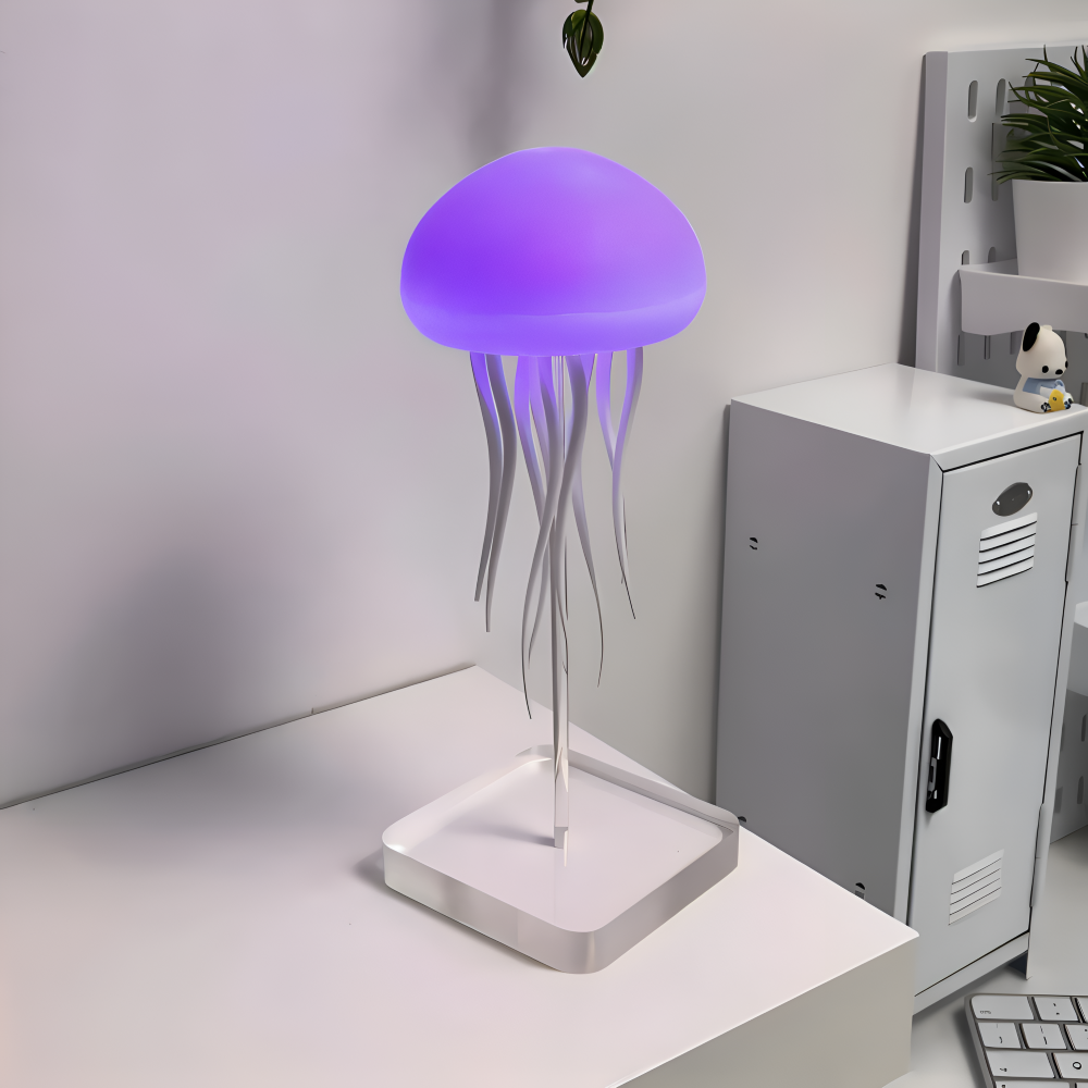 IllumBeats Jellyfish Tischlampe - Farbwechselndes, Sprachgesteuertes und Wiederaufladbares Nachtlicht