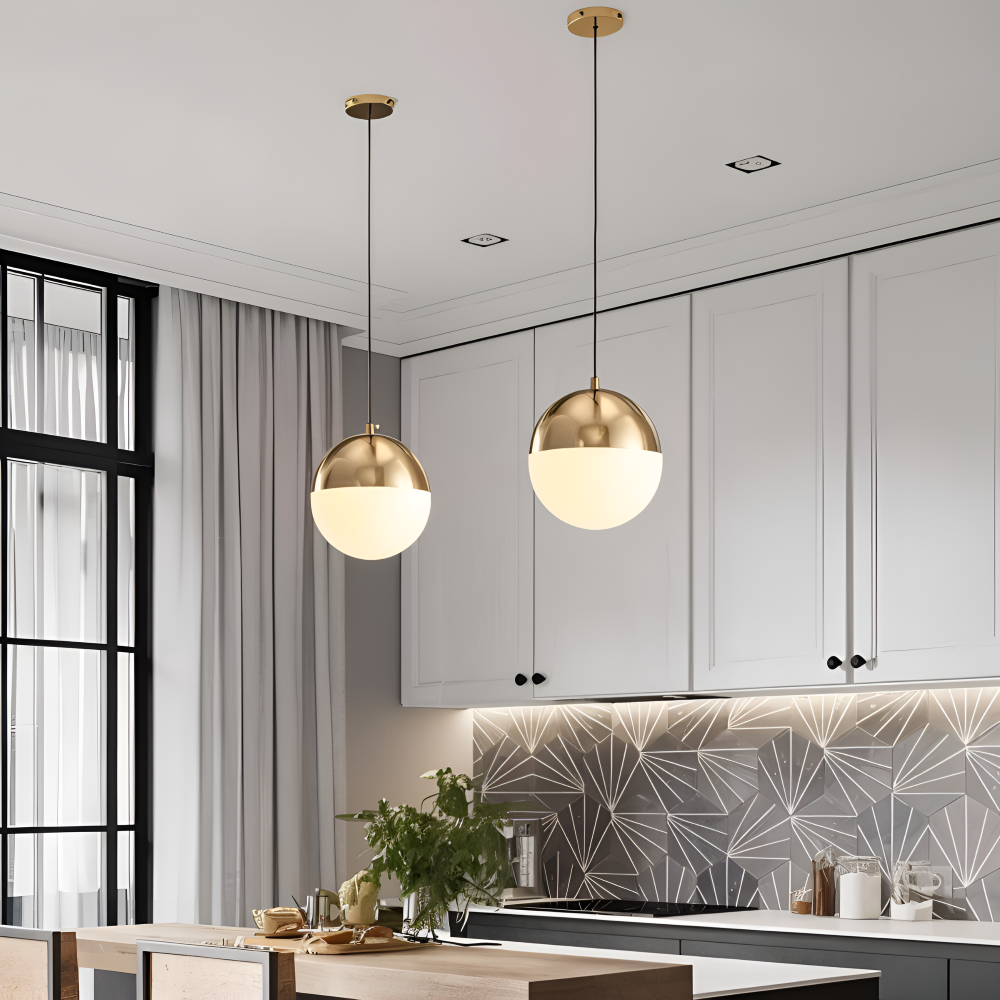 Illunaire Pendelleuchte - Kristallkugel Hängelampe - Gold & Schwarz Suspension Lamp