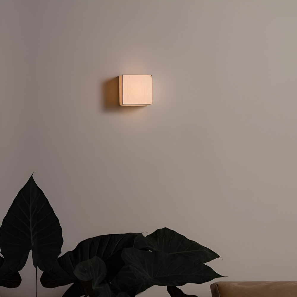 JapSquare Wandleuchte - Stoff Wandlampe - Japanische Wandlampe Design - Nordische Wandleuchten LED