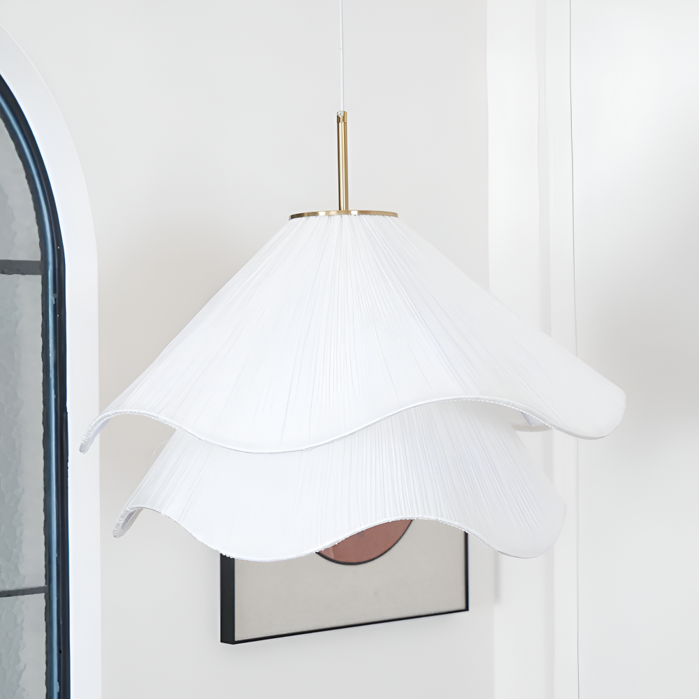 Japandi-inspirierte Stoff Pendelleuchte - Minimalistisches Blumendesign Deckenleuchte für eine ruhige Atmosphäre