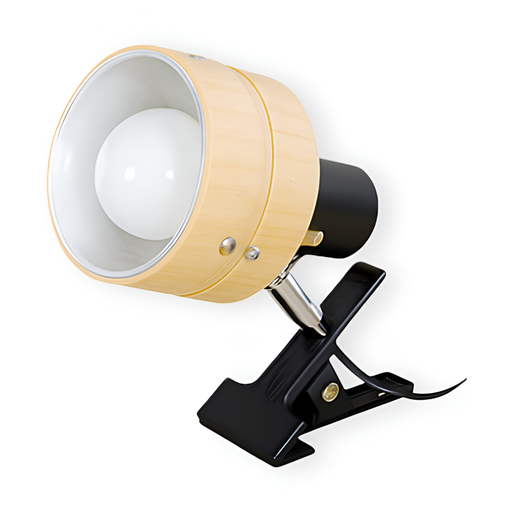 Japanisch Inspirierte Verstellbare Klemm Schreibtischlampe - Runde Holz und Eisen Tischlampe mit Acrylschirm