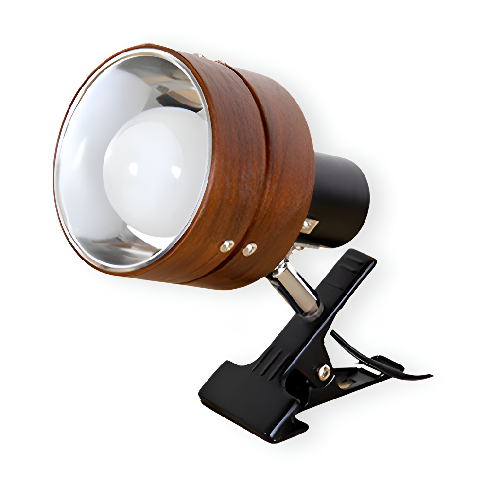 Japanisch Inspirierte Verstellbare Klemm Schreibtischlampe - Runde Holz und Eisen Tischlampe mit Acrylschirm