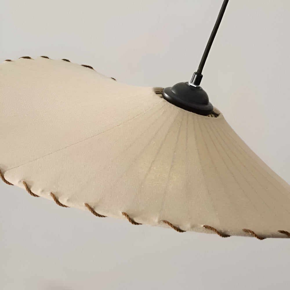 Japanische Kuppel-Pendelleuchte - Weißer Stoff Kronleuchter - Verstellbare Hängelampe