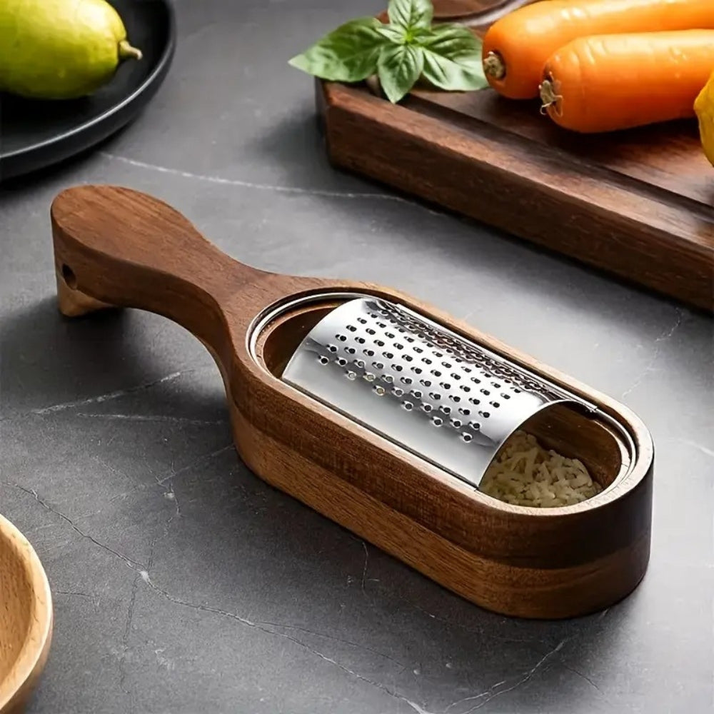 Käse Reibe Küchenhelfer | Edelstahl mit Holzgriff, Ergonomisch 1