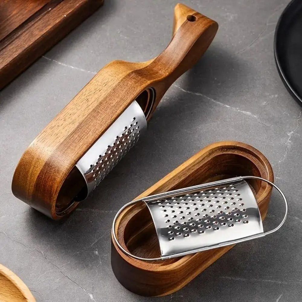 Käse Reibe Küchenhelfer | Edelstahl mit Holzgriff, Ergonomisch 2