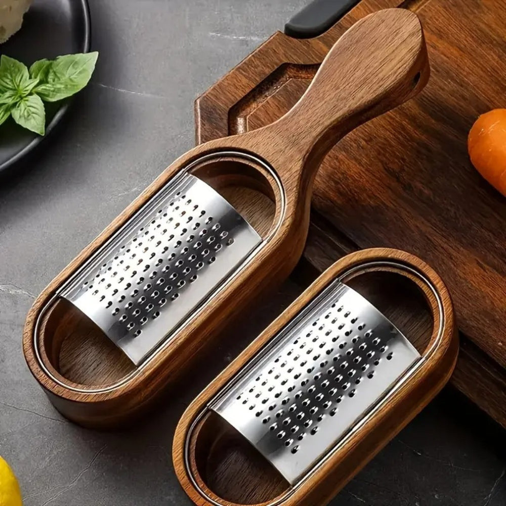 Käse Reibe Küchenhelfer | Edelstahl mit Holzgriff, Ergonomisch 3