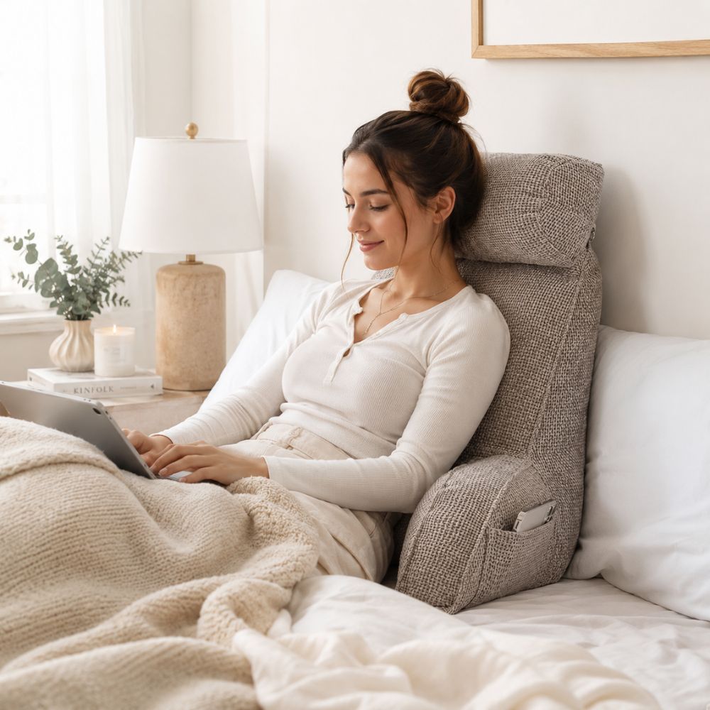 Keilkissen Rückenlehne Extra Dick – Ergonomisches Lesekissen mit Abnehmbarem Bezug für Bett, Sofa & Schlafzimmer