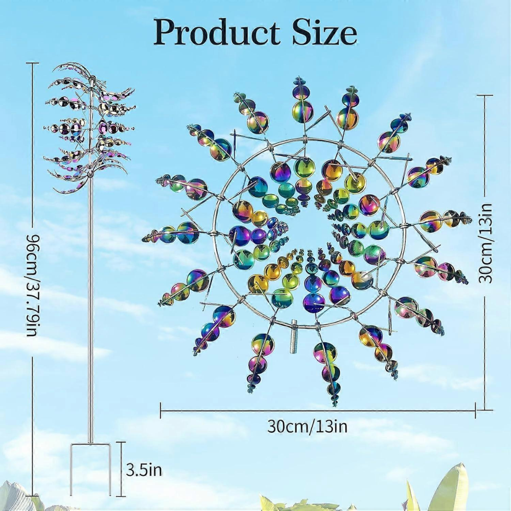 Metall Windrad für Garten – Bunter Kinetischer Windspinner als Dekoration für Rasen, Terrasse & Balkon