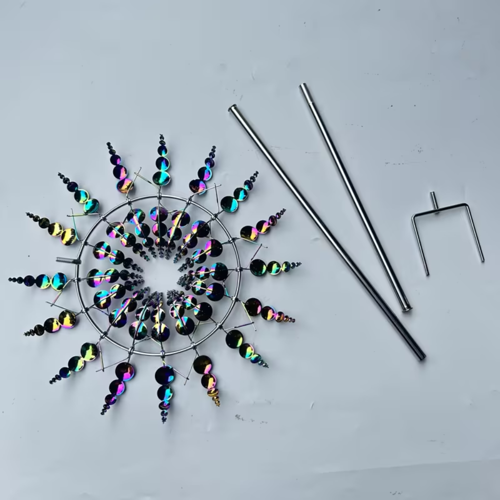 Metall Windrad für Garten – Bunter Kinetischer Windspinner als Dekoration für Rasen, Terrasse & Balkon