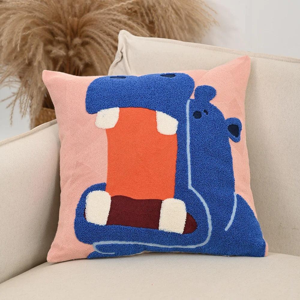 Kelro Nordic Kissenbezug für Sofadekor | Gesticktes Tiermotiv, Polyester-Baumwolle 3
