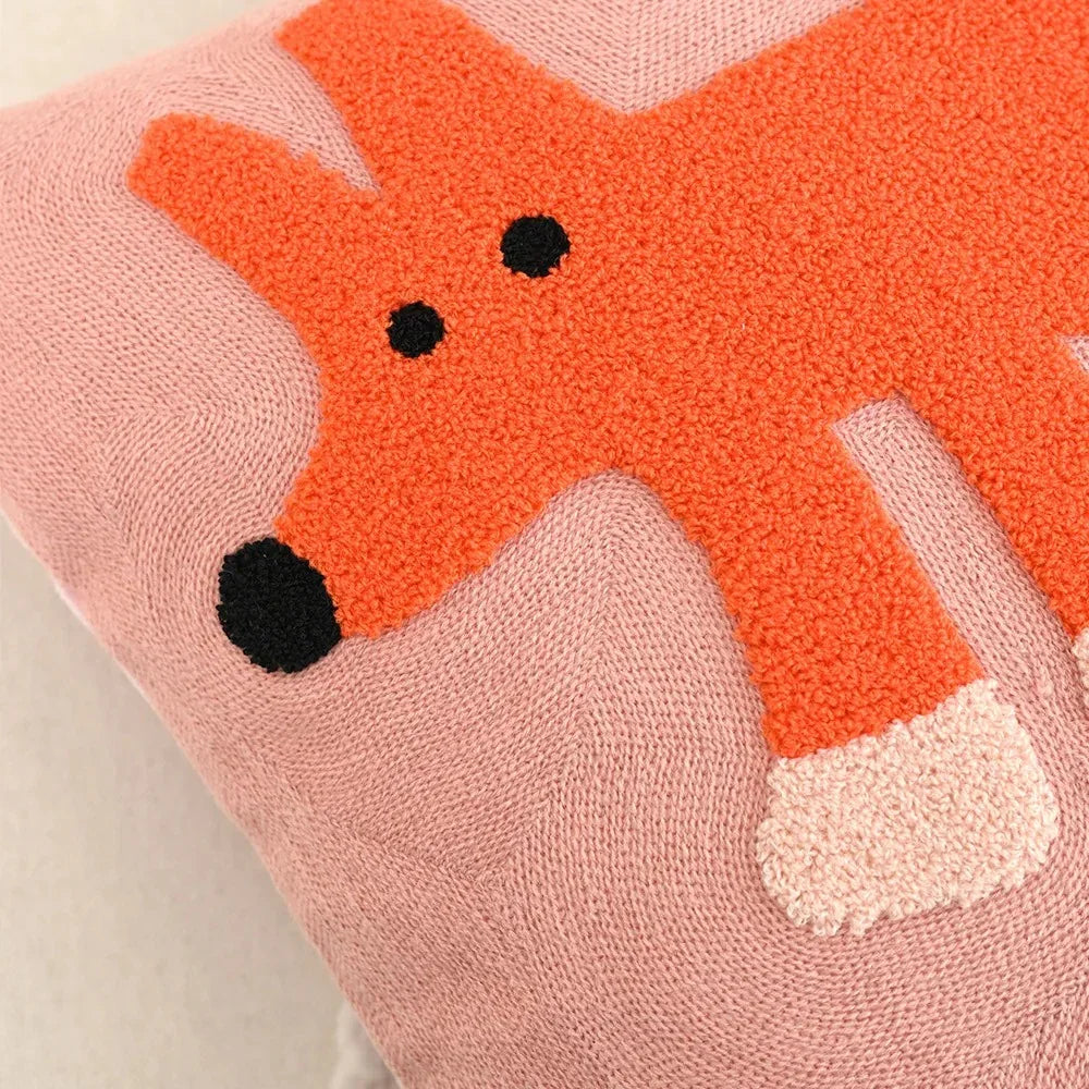 Kelro Nordic Kissenbezug für Sofadekor | Gesticktes Tiermotiv, Polyester-Baumwolle 4
