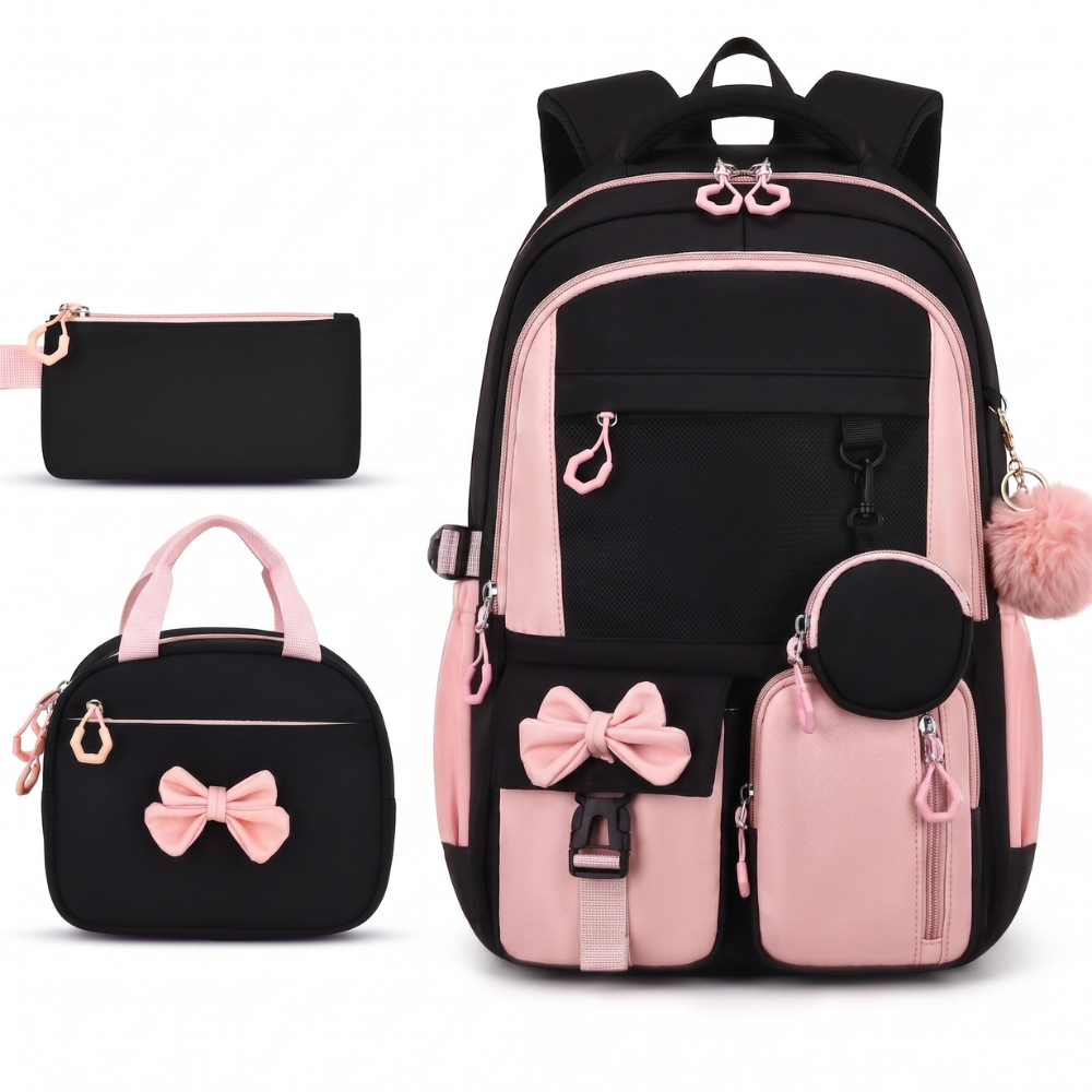 Schulrucksack-Set 24 L mit Laptopfach – 3-teiliges wasserabweisendes Rucksack-Set mit Lunchbag & Federmäppchen