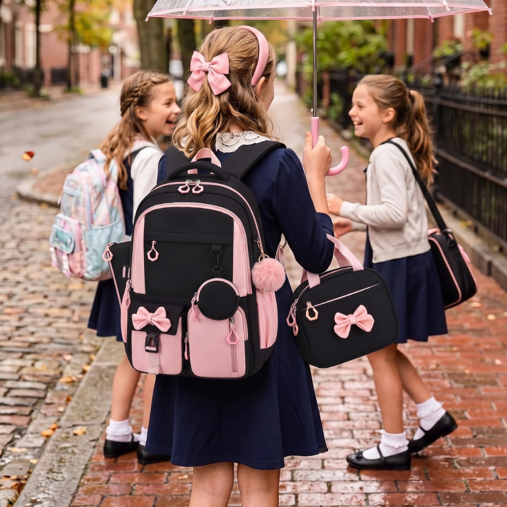 Schulrucksack-Set 24 L mit Laptopfach – 3-teiliges wasserabweisendes Rucksack-Set mit Lunchbag & Federmäppchen
