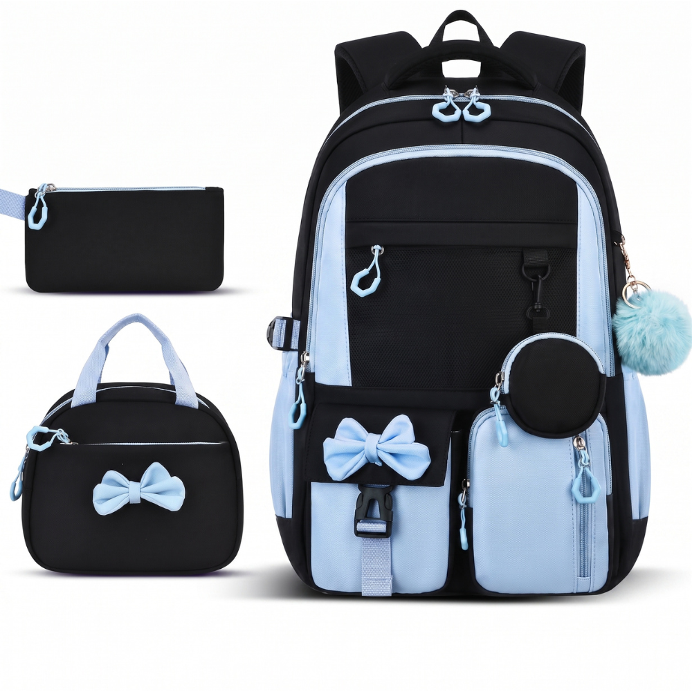 Schulrucksack-Set 24 L mit Laptopfach – 3-teiliges wasserabweisendes Rucksack-Set mit Lunchbag & Federmäppchen