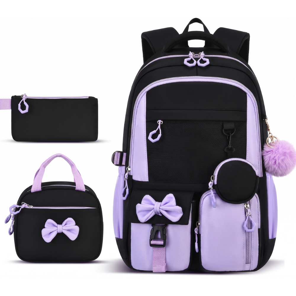 Schulrucksack-Set 24 L mit Laptopfach – 3-teiliges wasserabweisendes Rucksack-Set mit Lunchbag & Federmäppchen