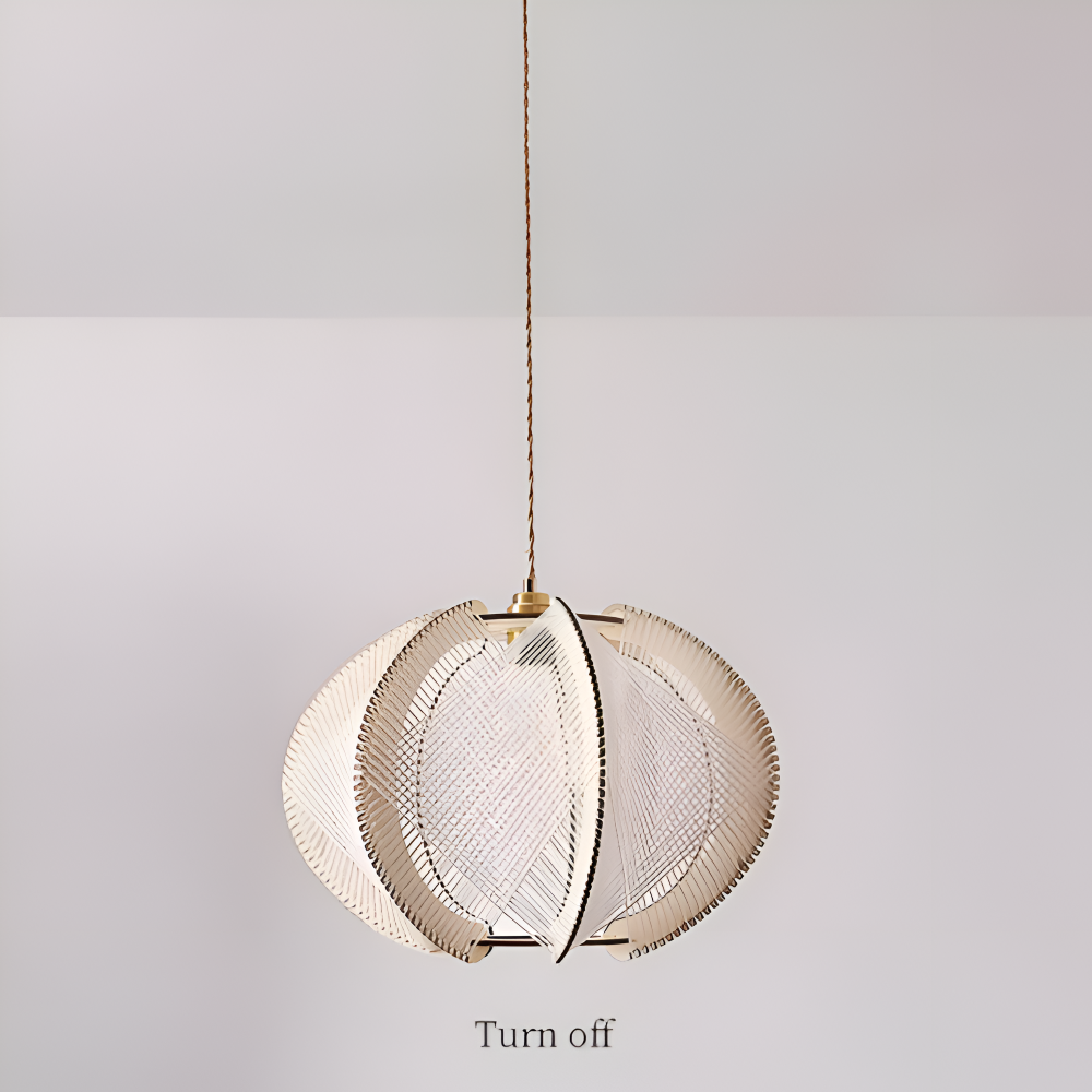 Kirei Pendelleuchte - Geometrische Hängelampe aus Hanfseil und Holz - Wabi Sabi Lighting