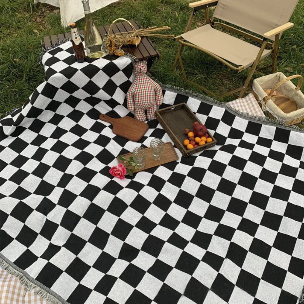 Klassische Karierte Picknickdecke 130x180cm - Weiches Mikrofasermaterial für Outdoor und Zuhause