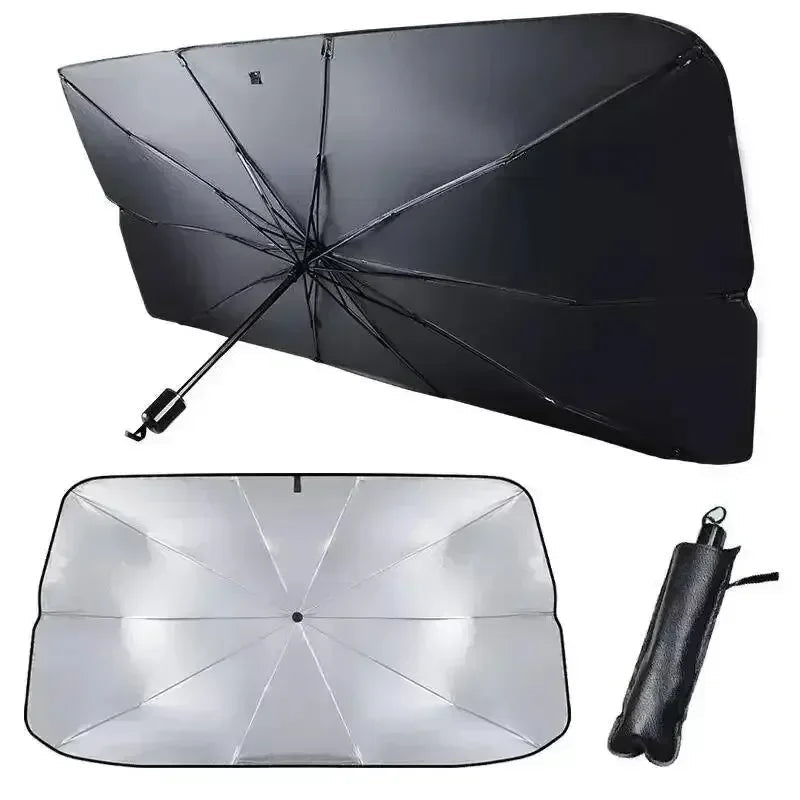 Kompakter Faltbarer Auto-Sonnenschirm - Silbergummi UV-Schutz für SUV & Hatchback 1