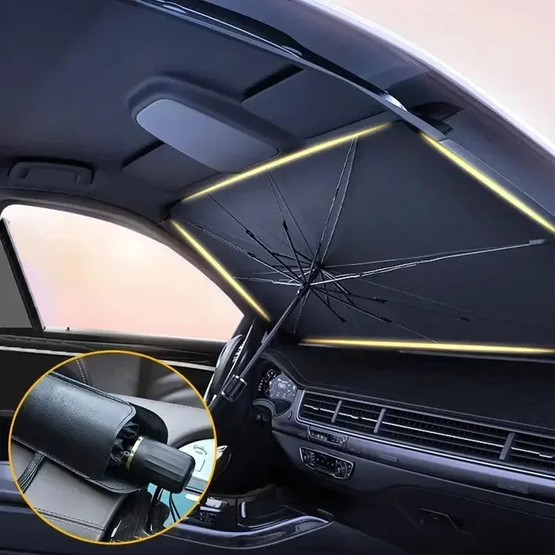 Kompakter Faltbarer Auto-Sonnenschirm - Silbergummi UV-Schutz für SUV & Hatchback 2