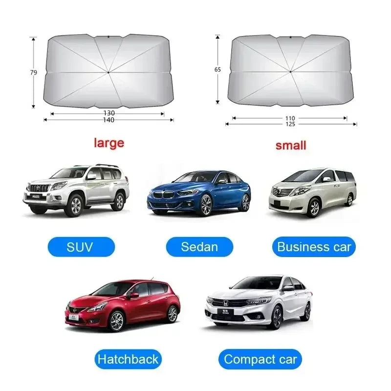Kompakter Faltbarer Auto-Sonnenschirm - Silbergummi UV-Schutz für SUV & Hatchback 6