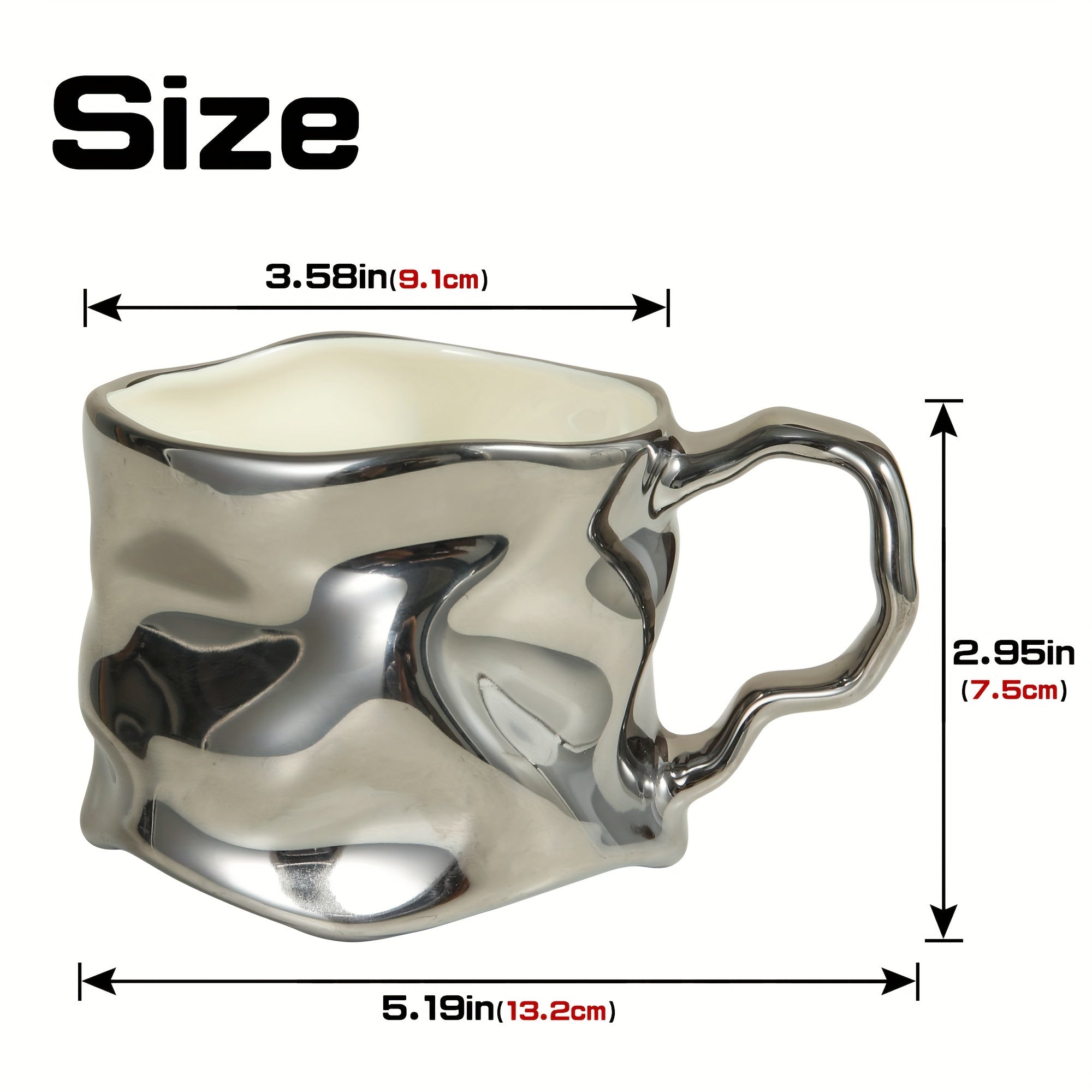 Kreative Keramiktasse - Zerknittertes Design in Schwarz und Silbergrau für Büro und Zuhause 0