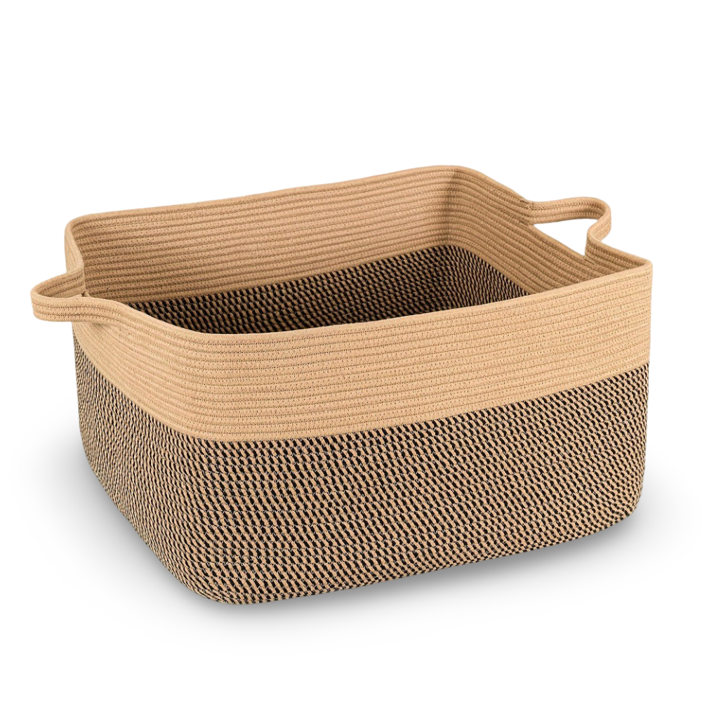 Großer Textil-Aufbewahrungskorb mit Griffen – 45L Organizer für Decken & Wäsche