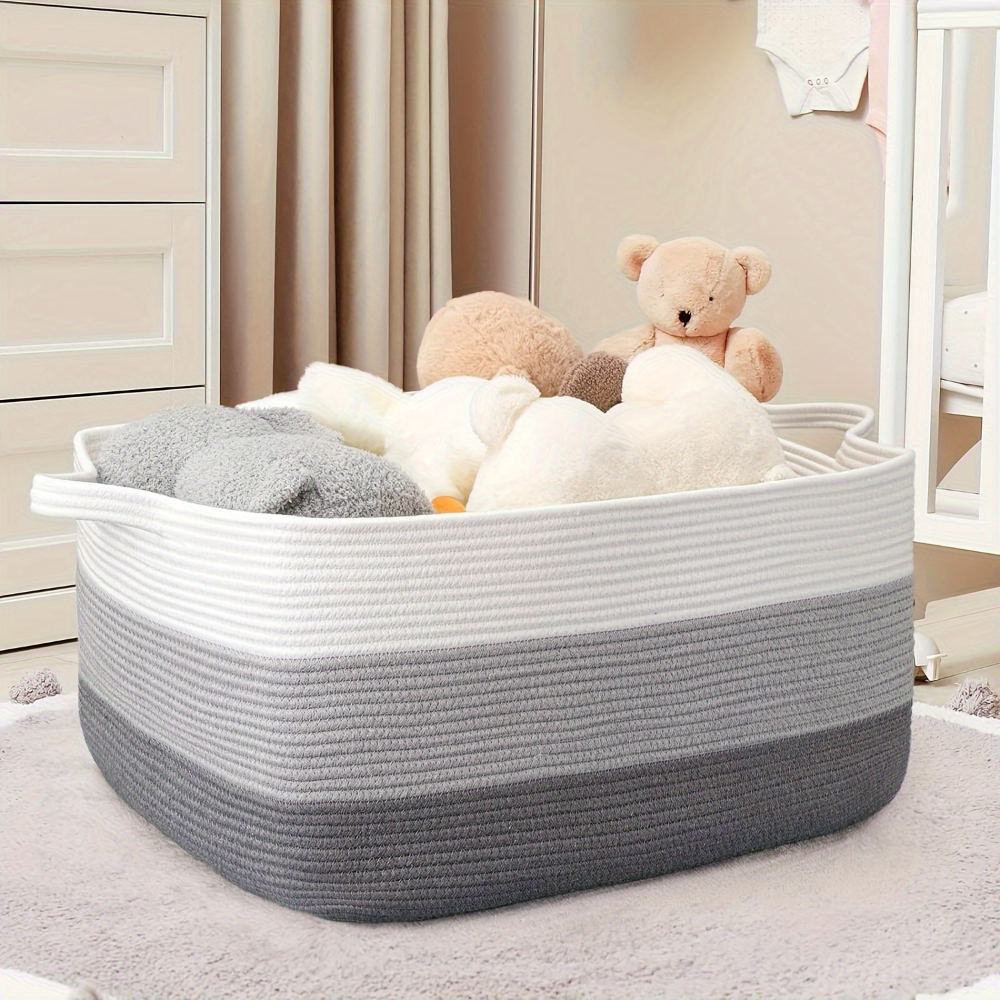 Großer Textil-Aufbewahrungskorb mit Griffen – 45L Organizer für Decken & Wäsche