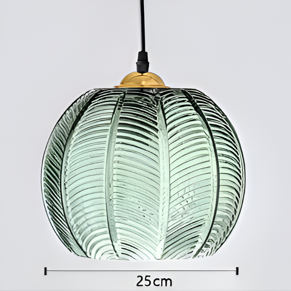 LeafyRib Pendelleuchte - Retro Moderne Gerippte Glas Hängelampe